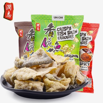 批发香脆润志香脆鱼皮矶烧鱼皮干110g休闲食品网红零食一件代发